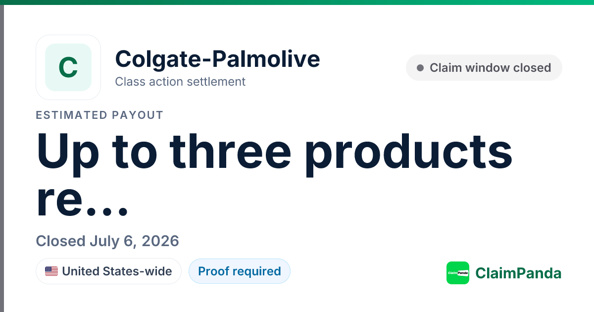 Colgate-Palmolive class action settlement in United States | ClaimPanda