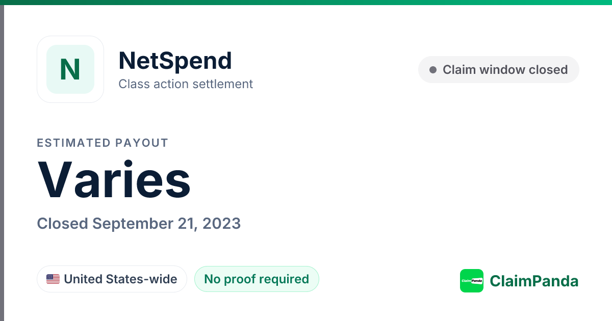 NetSpend class action settlement in United States | ClaimPanda